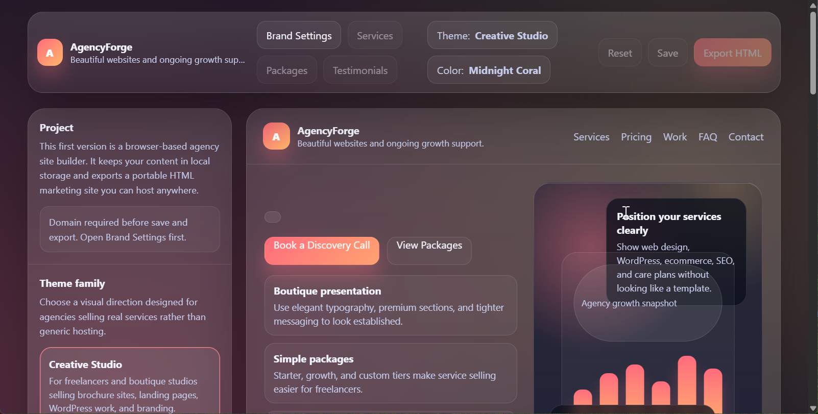 Agency Builder — generate a branded agency website