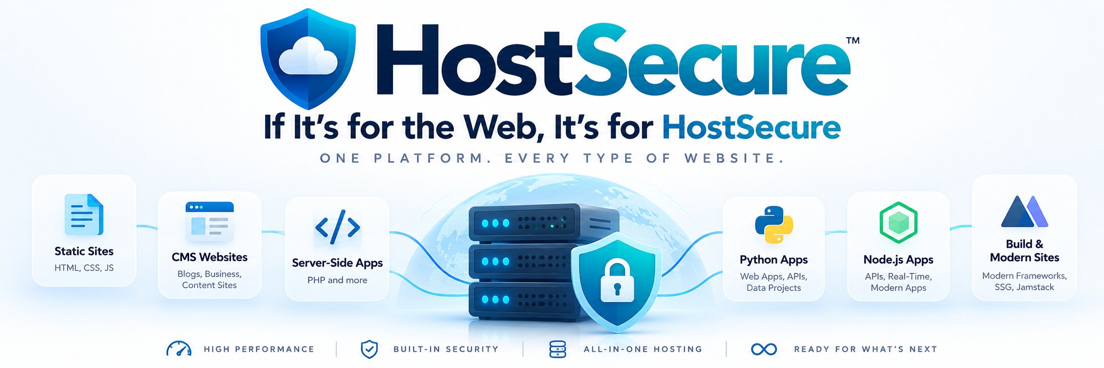 HostSecure &mdash; If it&rsquo;s for the web, it&rsquo;s for HostSecure. One platform, every type of website: static sites, CMS websites, server-side apps, Python apps, Node.js apps, and build & modern sites.