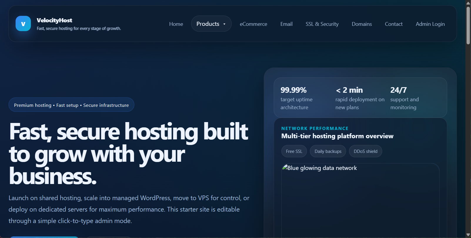 Reseller Builder — generate a branded hosting website
